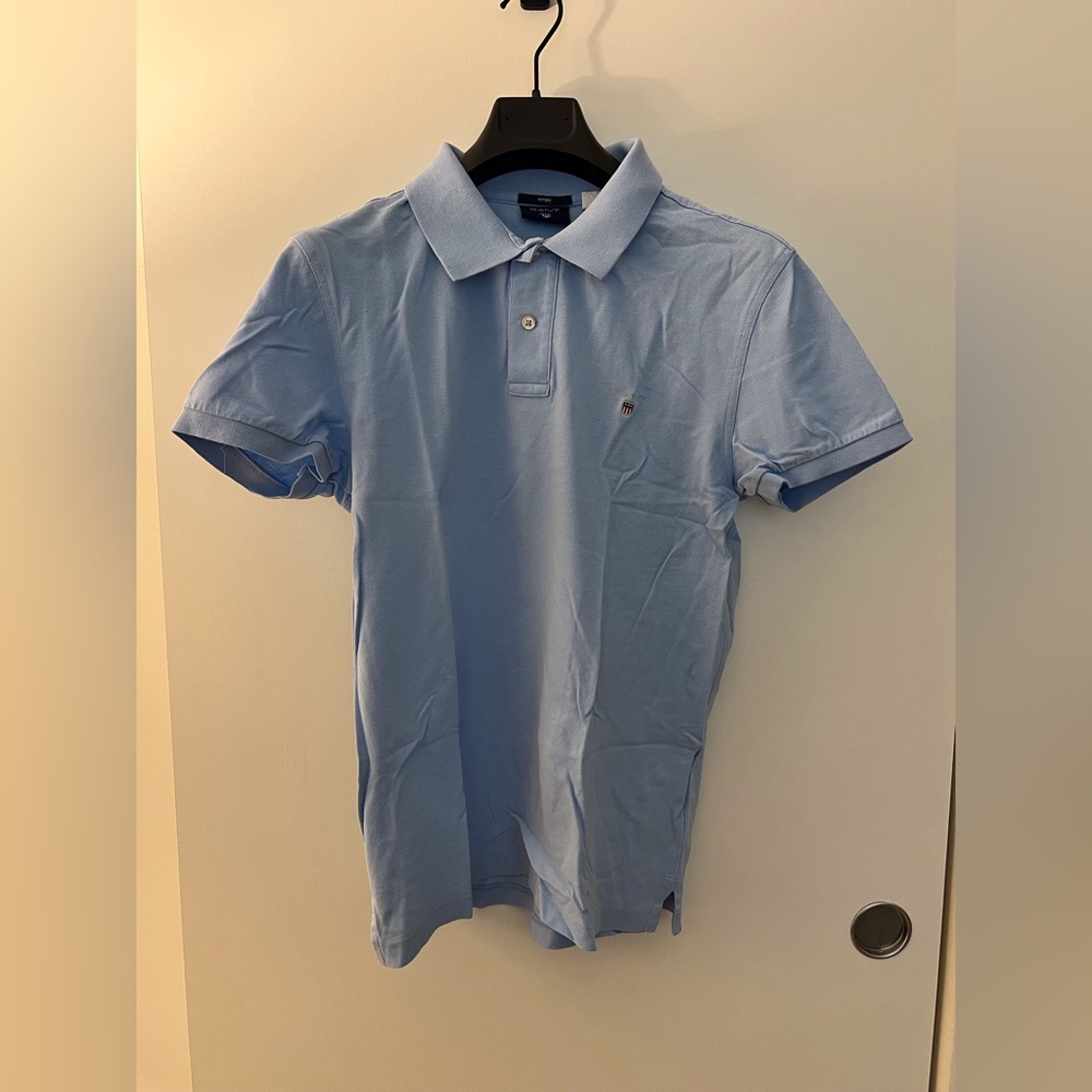 Gant Sky Blue Fitted Polo - M